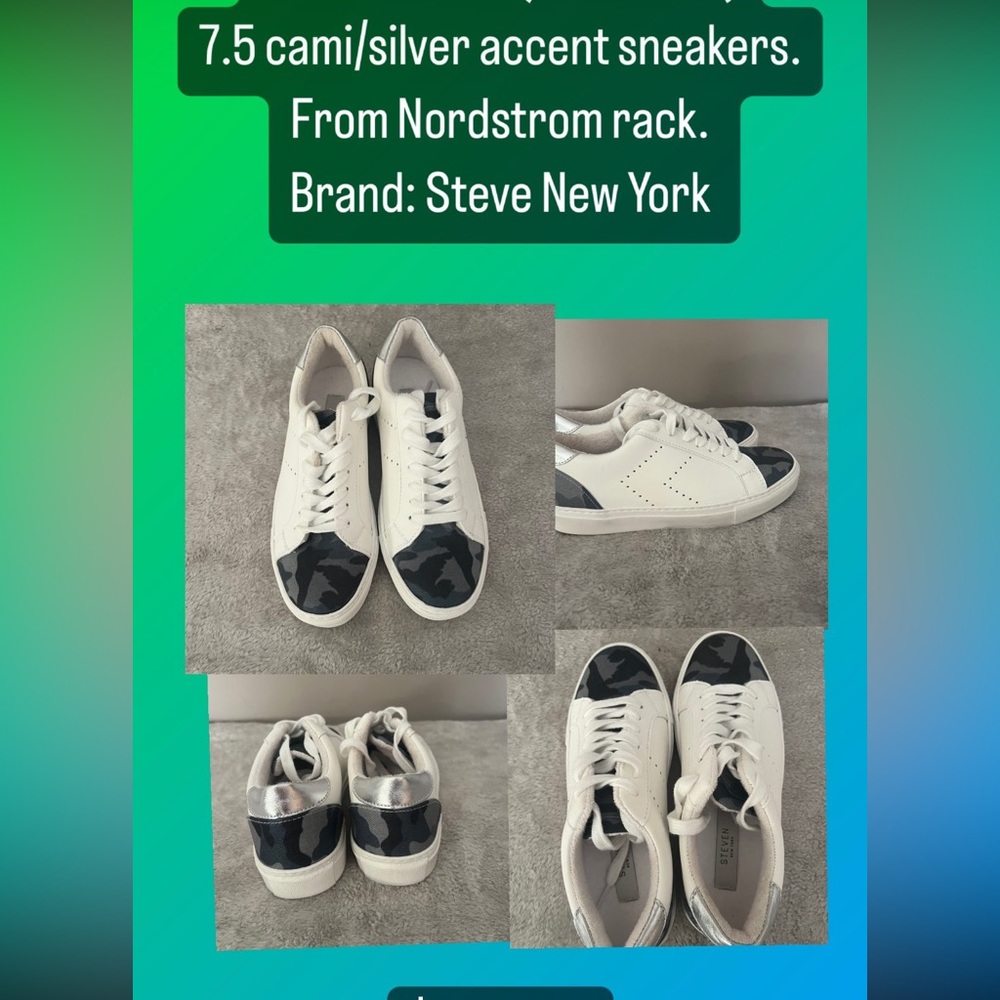 Brand new never worn  7.5 camo/silver accent canvas sneakers. from Nordstrom.
